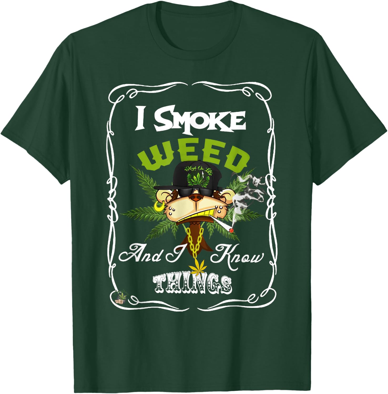 I Smoke Weed And I Know Things Funny Monkey Smoke Weed T-Shirt - T-Shirt | Forest