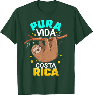 Pura Vida Costa Rica Sloth Sleepy Lazy Summer Vacation Lover T-Shirt - T-Shirt | Forest