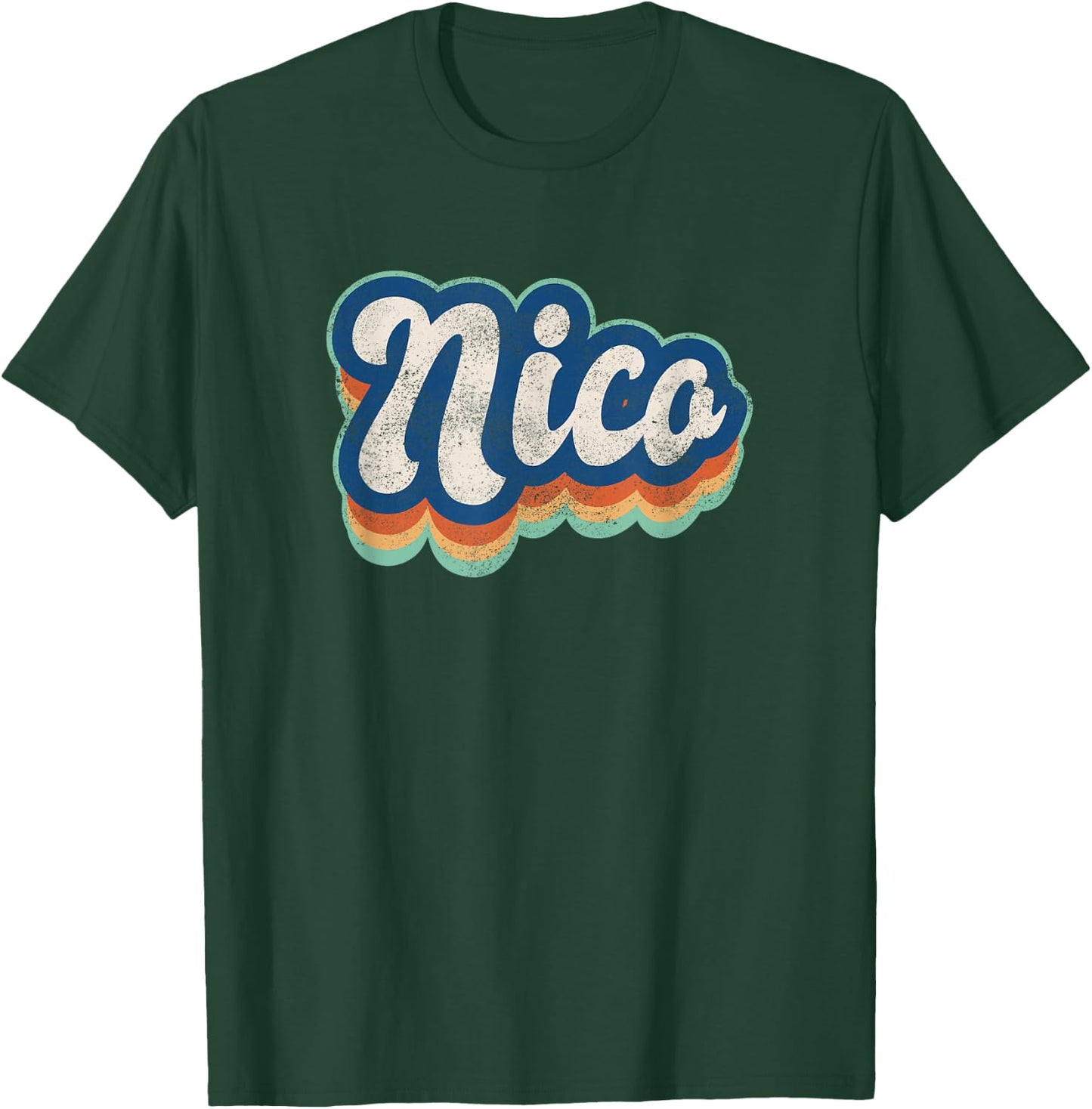 Nico First Name Boy Vintage Style 70s 80s Personalized T-Shirt - T-Shirt | Forest