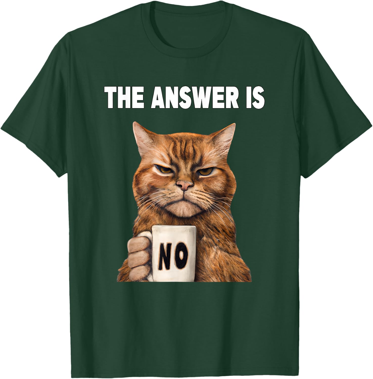 The answer is no. Grumpy funny cat with coffee mug T-Shirt - T-Shirt | Forest