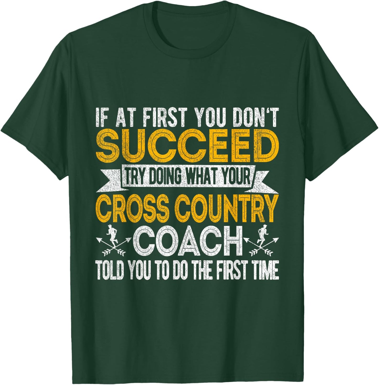 Funny Cross Country Coach Cross Country Running Runner Retro T-Shirt - T-Shirt | Forest