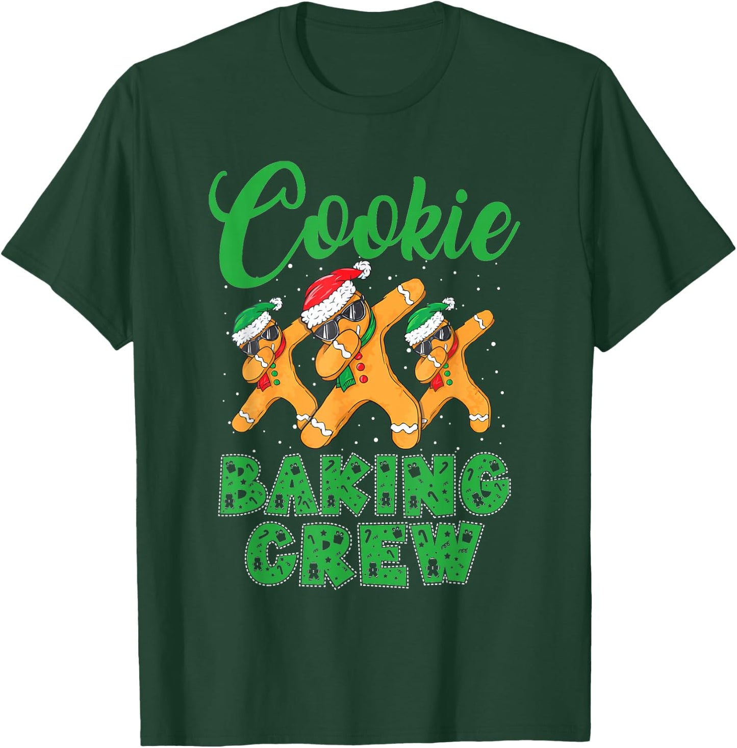Cookie Baking Crew Dabbing Gingerbread Men Christmas Hats T-Shirt - T-Shirt | Forest
