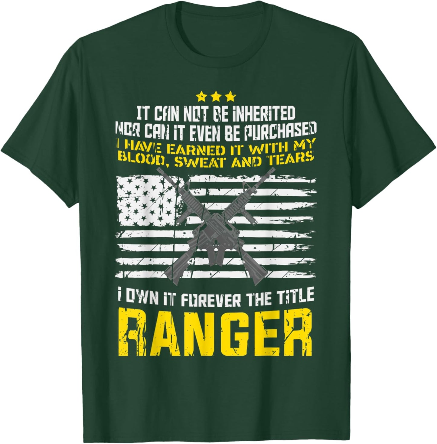 Own It Forever The Title Army Ranger US Veteran Flag USA T-Shirt - T-Shirt | Forest