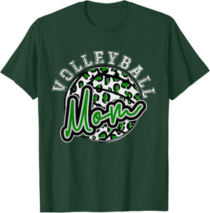Leopard Cheetah Volleyball green Mom Shirt Trendy T-Shirt - T-Shirt | Forest