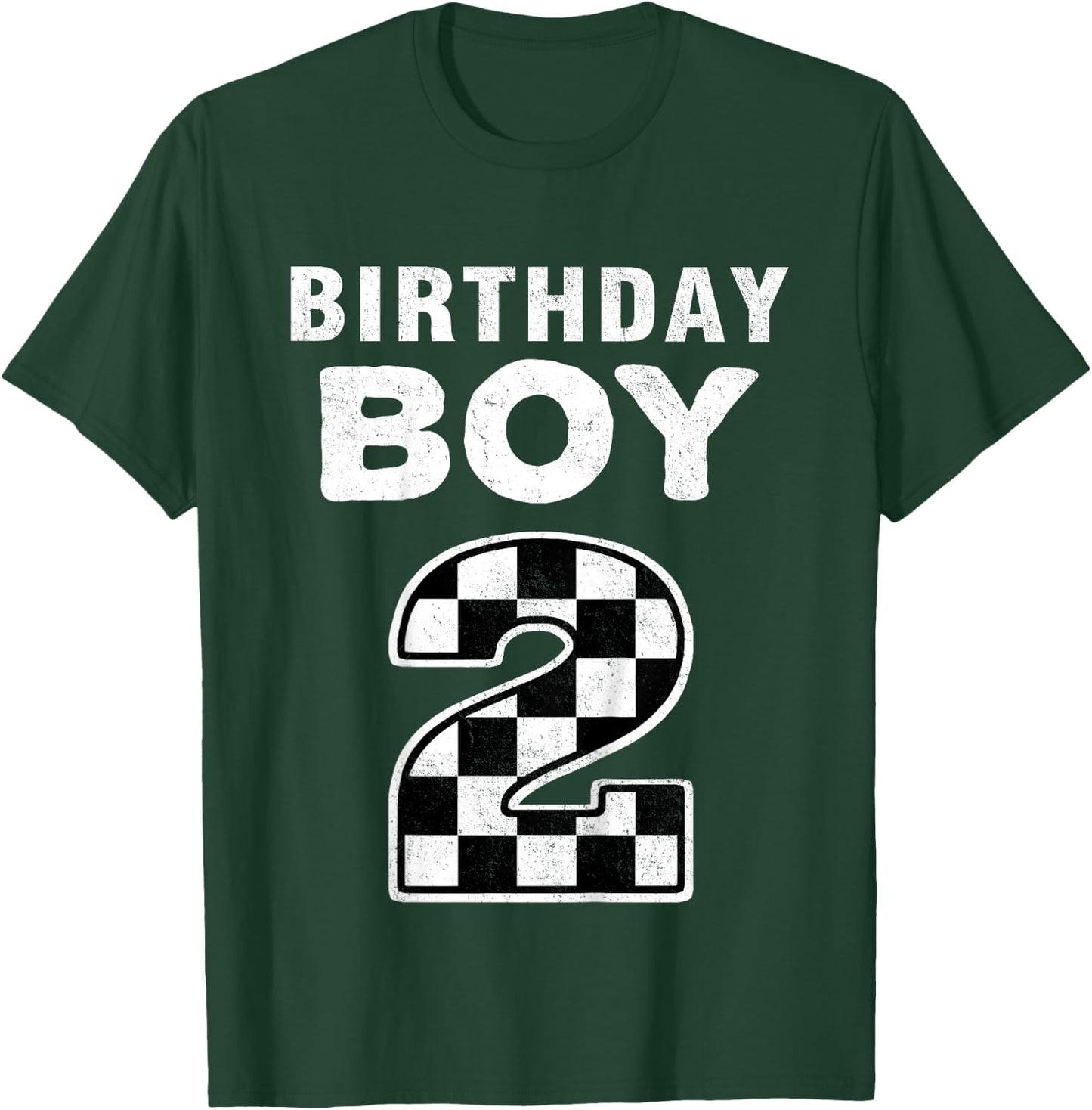 Kids Birthday Boy 2 Two Race Car 2nd Birthday Racing Car Driver T-Shirt - T-Shirt | Forest