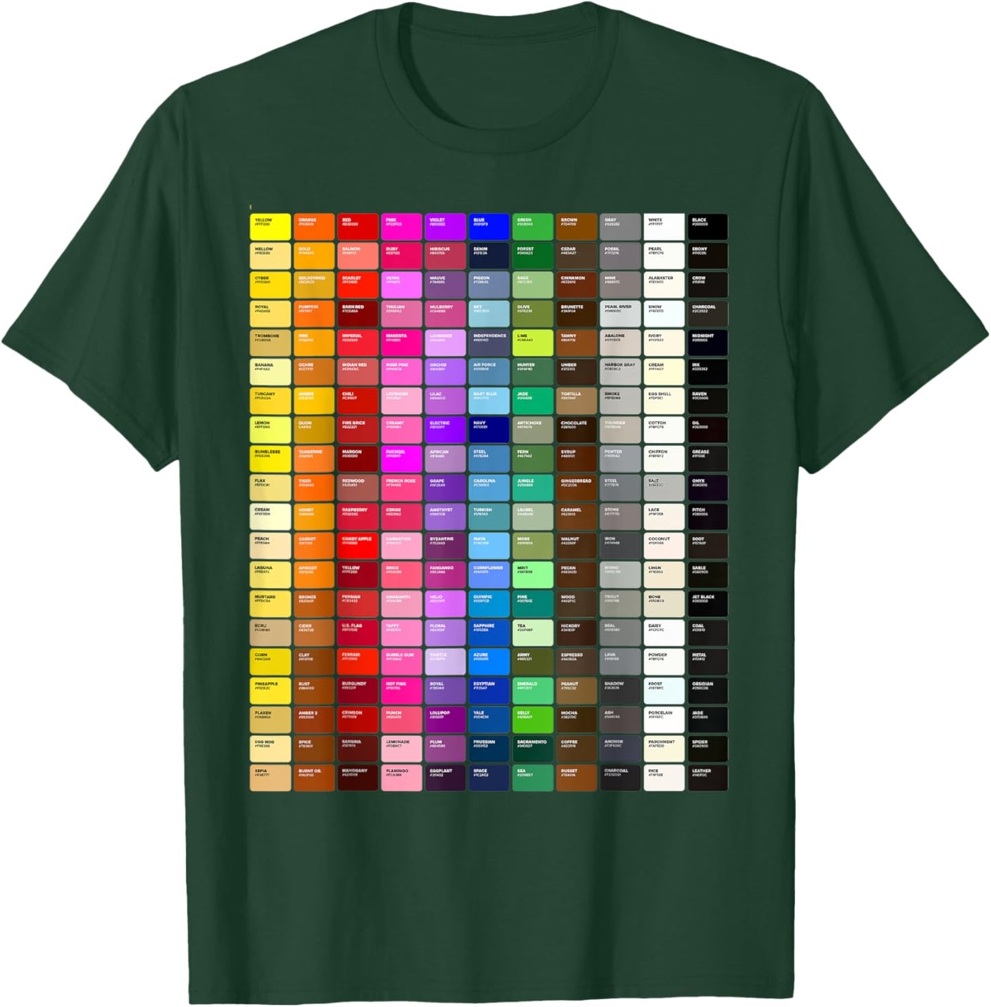 Color Chart Hex Codes T-Shirt - T-Shirt | Forest