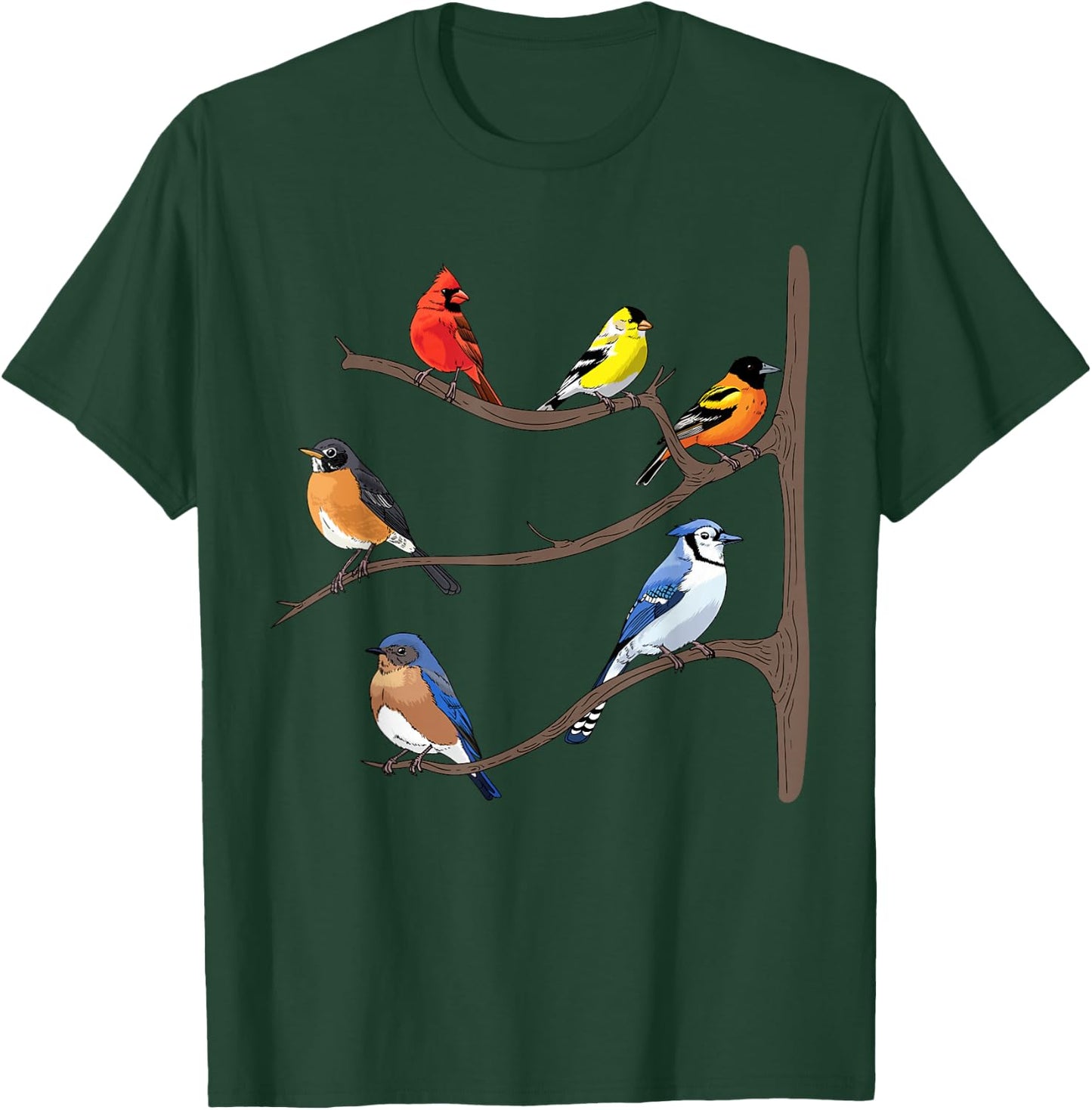 Birds On A Branch Birding Bird-Watching Birder Bird Watcher T-Shirt - T-Shirt | Forest
