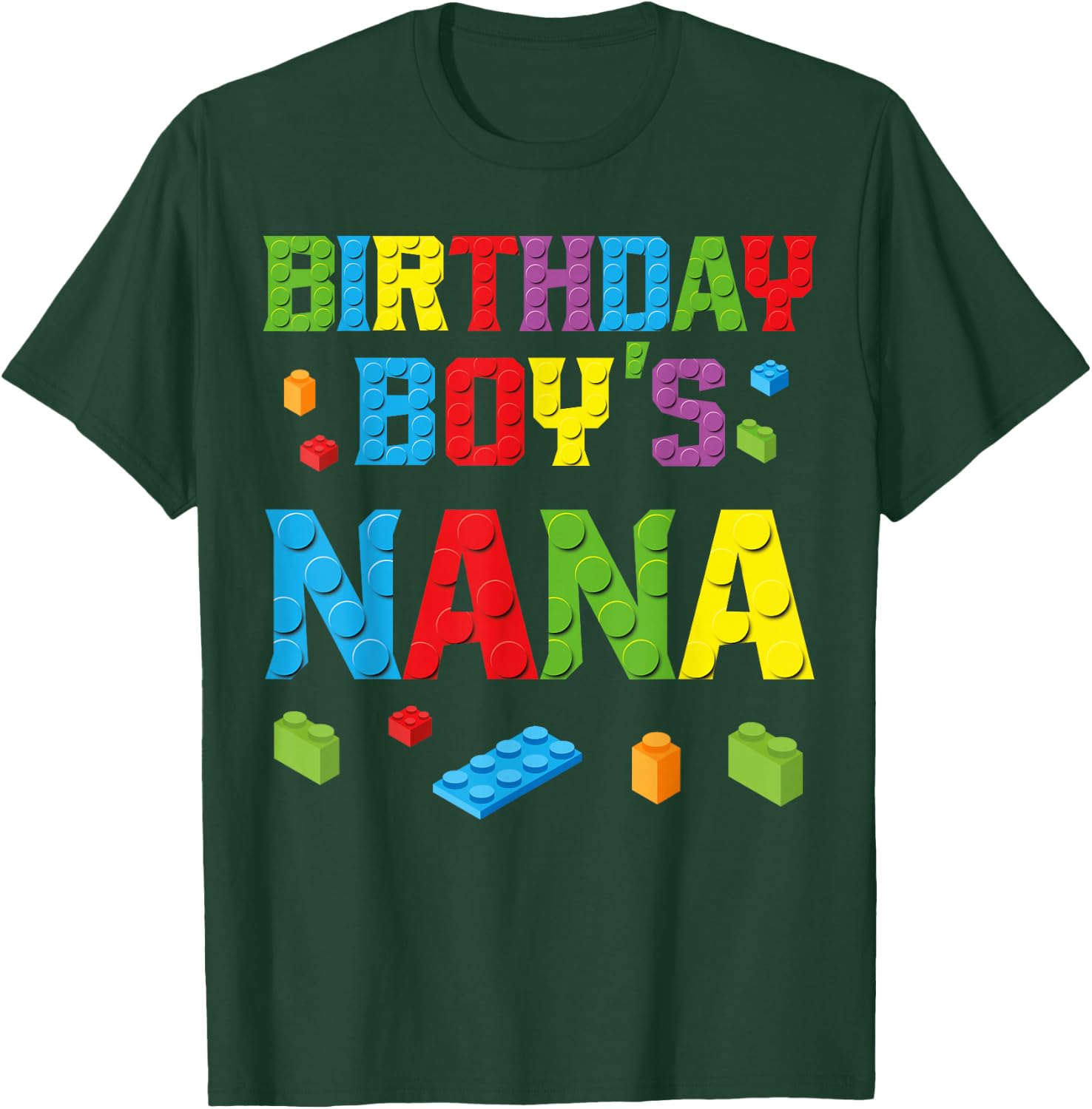 Master Builder Birthday Boy's Nana Building Bricks Blocks T-Shirt - T-Shirt | Forest