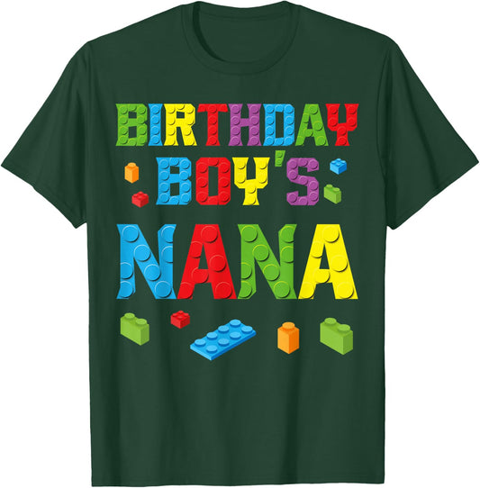 Master Builder Birthday Boy's Nana Building Bricks Blocks T-Shirt - T-Shirt | Forest