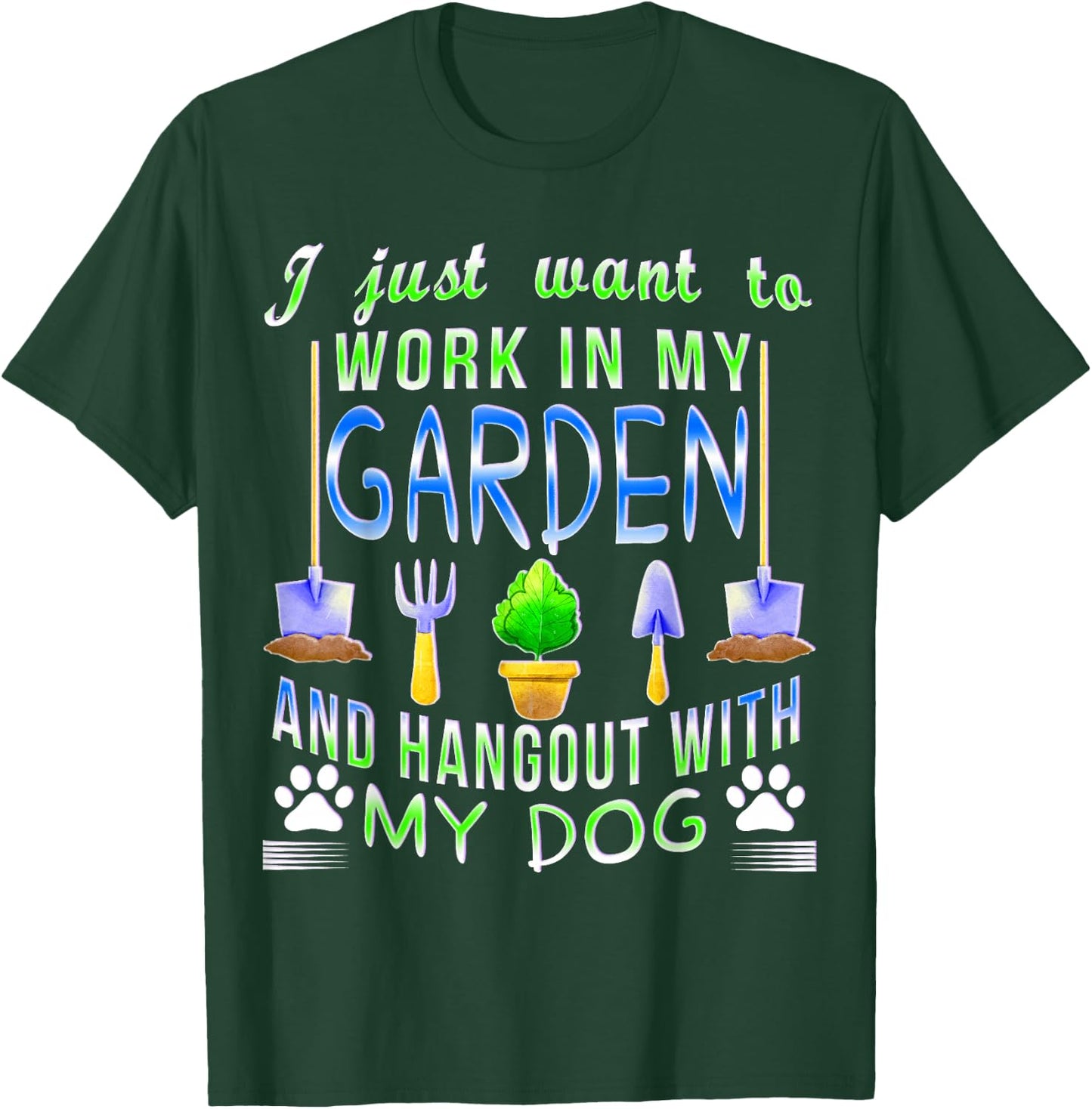 Gardening Dog Lover Gardener Garden Pet Gifts Plants T-Shirt - T-Shirt | Forest