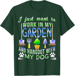 Gardening Dog Lover Gardener Garden Pet Gifts Plants T-Shirt - T-Shirt | Forest