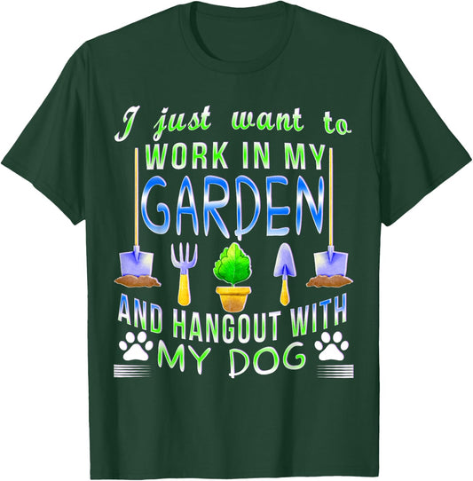 Gardening Dog Lover Gardener Garden Pet Gifts Plants T-Shirt - T-Shirt | Forest