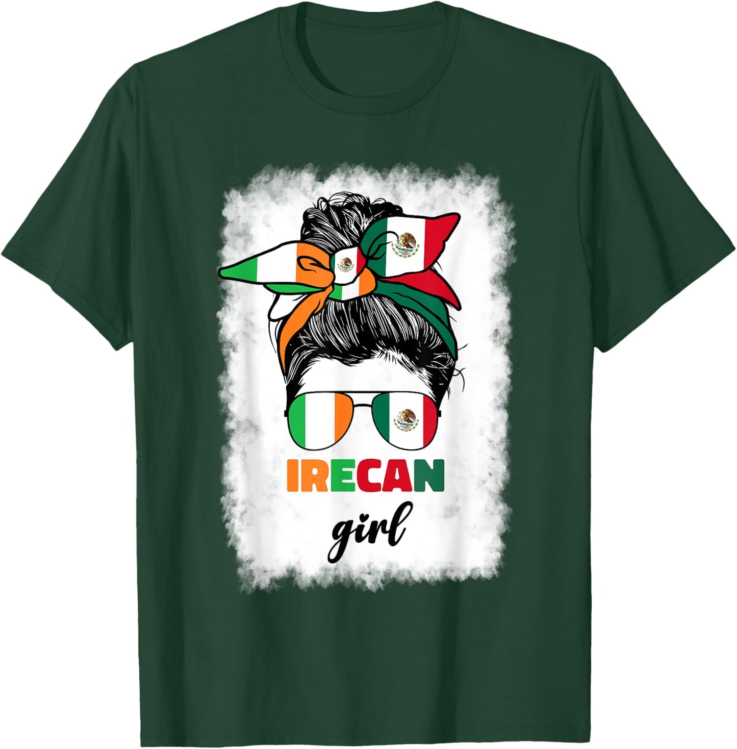 Half Mexican And Irish Mexico Ireland Flag Girl T-Shirt - T-Shirt | Forest