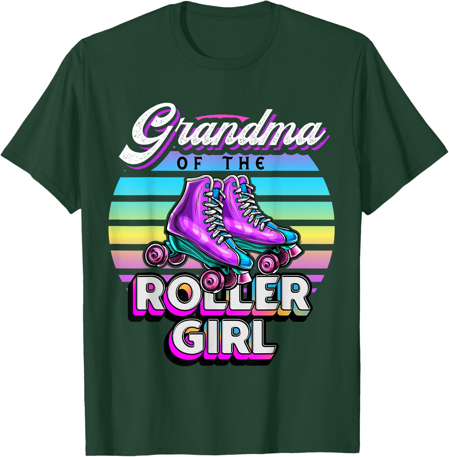 Grandma Roller Girl Roller Skating Birthday Matching Family T-Shirt - T-Shirt | Forest