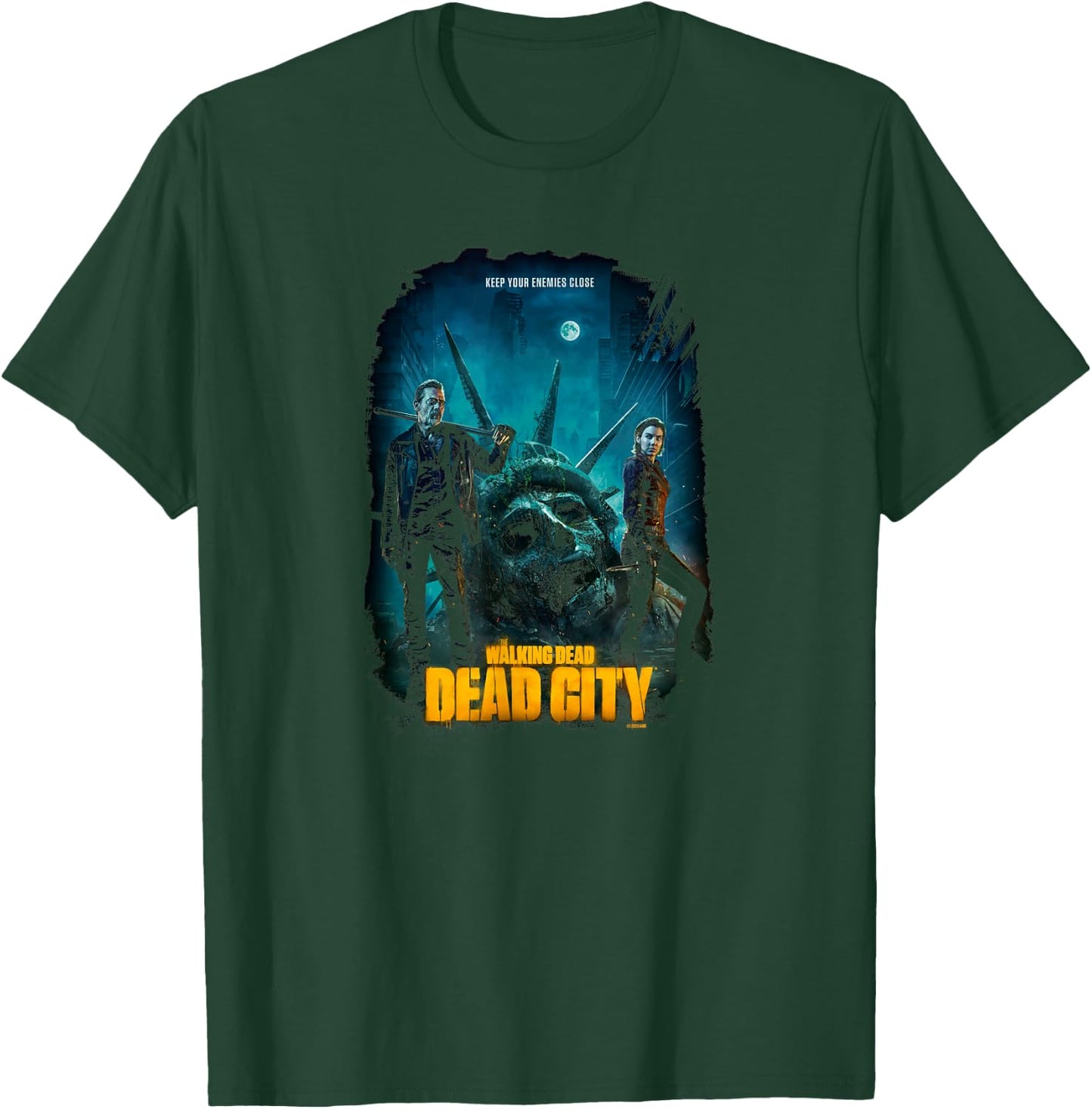 The Walking Dead Dead City Season 1 Key Art - -Adults, Black, Small, Short Sleeve, Classic Fit, Crew Collar, Modern, Unique Graphic Design T-Shirt - T-Shirt | Forest