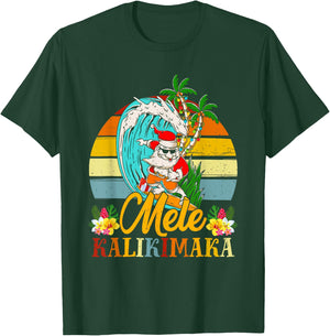 Mele-Kalikimaka Retro Christmas Santa Shaka Hawaii T-Shirt - T-Shirt | Forest