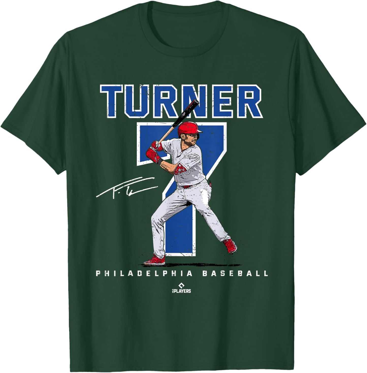 Number and Portrait Trea Turner Philadelphia MLBPA T-Shirt - T-Shirt | Forest