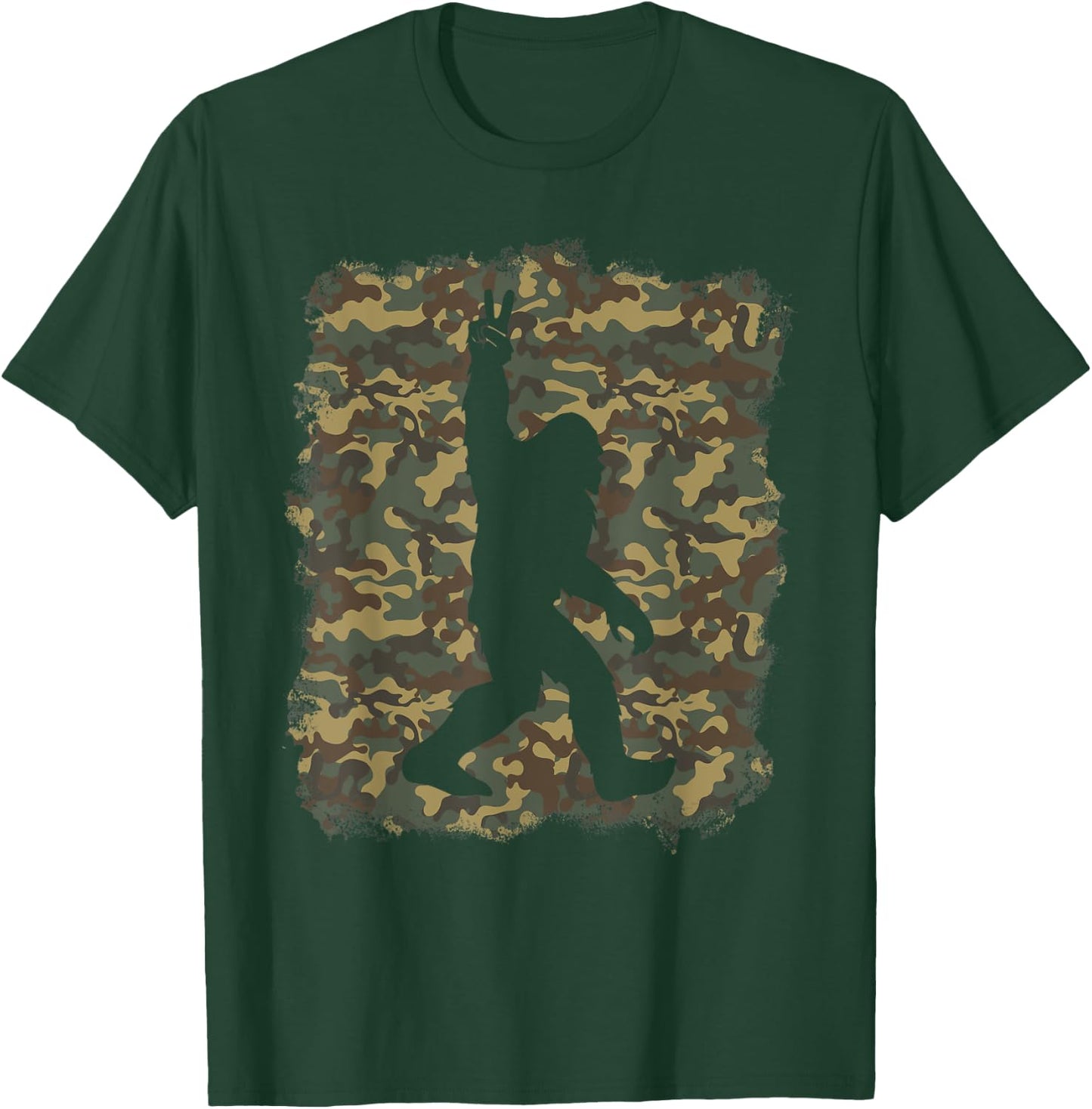 Bigfoot Sasquatch Peace Big Foot Squatch Army Camouflage Men T-Shirt - T-Shirt | Forest