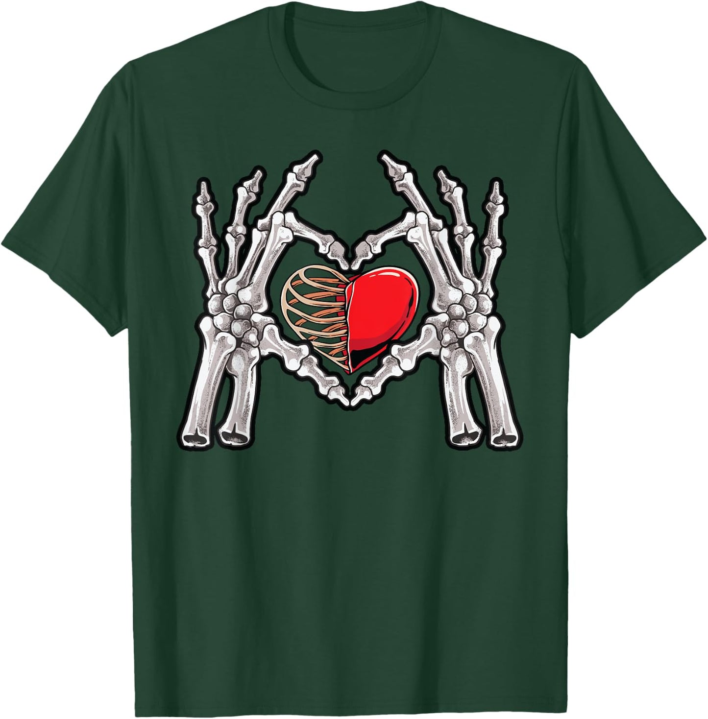 Skeleton Hand Heart Sign Bones Costume Love Skull Tapestry T-Shirt - T-Shirt | Forest