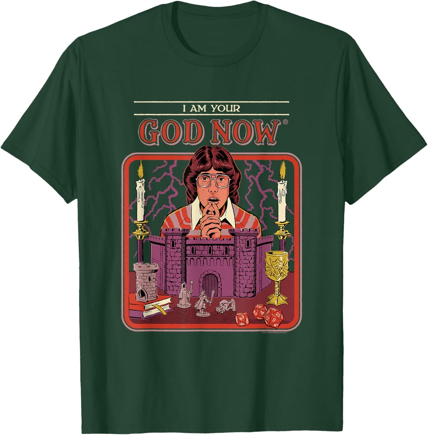 Steven Rhodes Your God Now Tabletop Gaming Retro Dark Humor T-Shirt - T-Shirt | Forest
