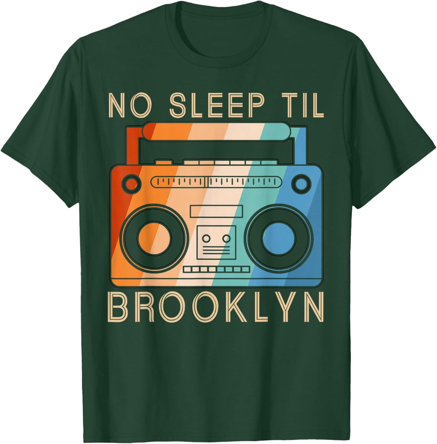 Retro No Sleep Til Brooklyn Vintage Portable Stereo T-Shirt - T-Shirt | Forest