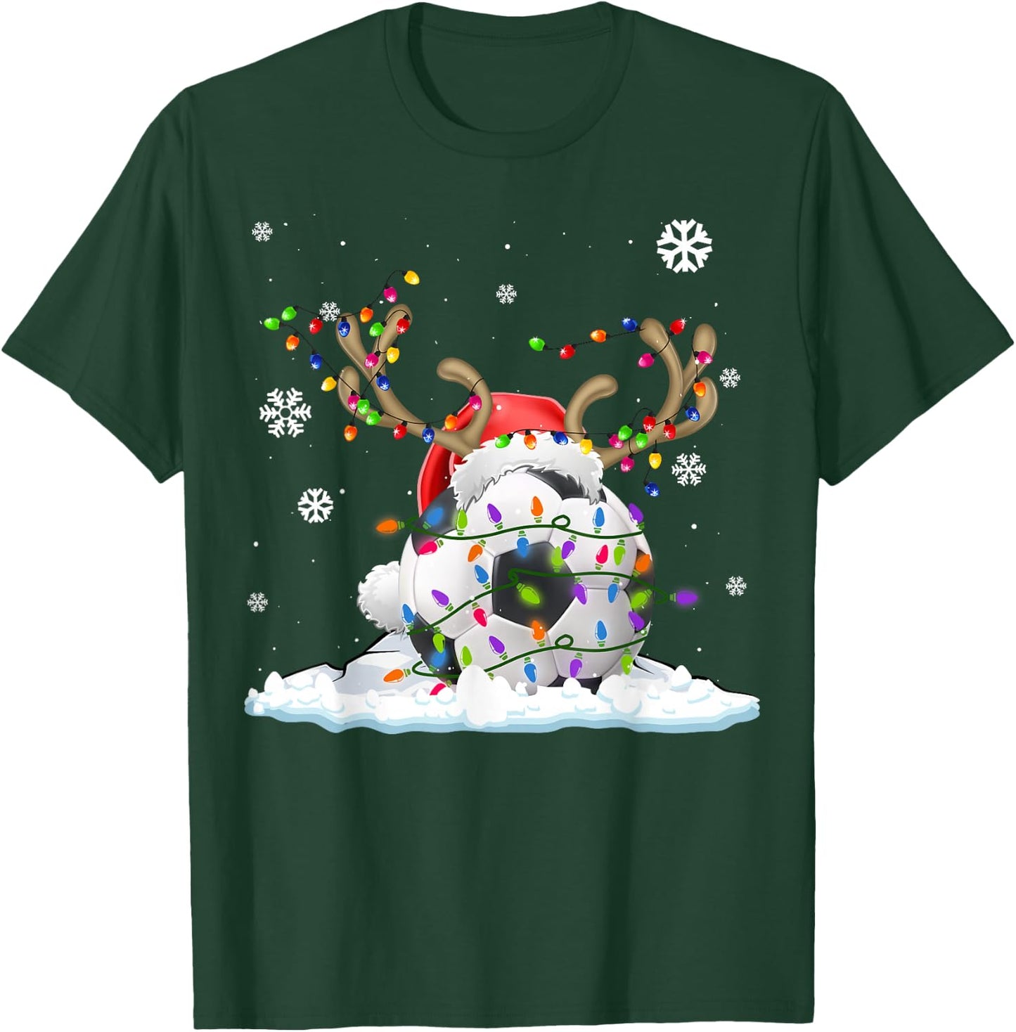 Funny Soccer Lovers Soccer Santa Hat Ugly Christmas Sweater T-Shirt - T-Shirt | Forest