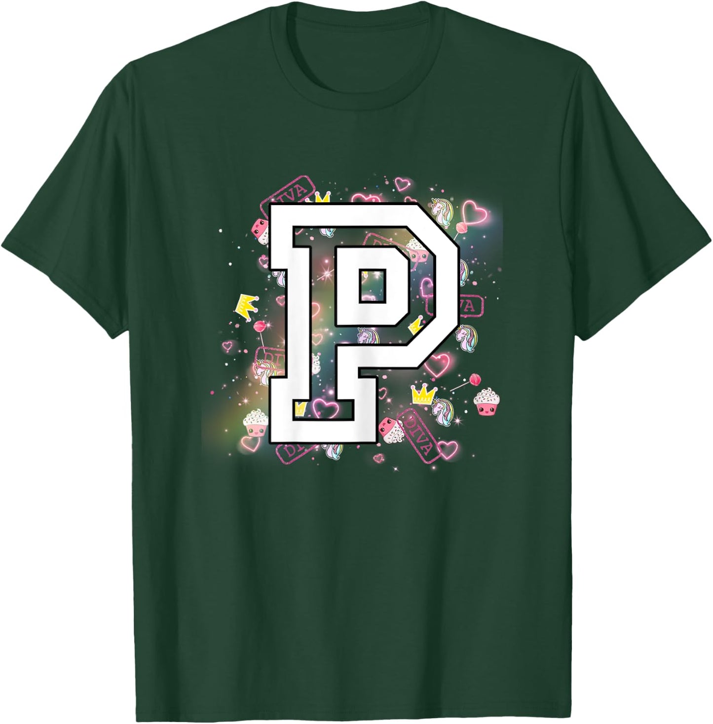 Kids Letter P Clothing For a Girl Who's Name Starts With P T-Shirt - T-Shirt | Forest