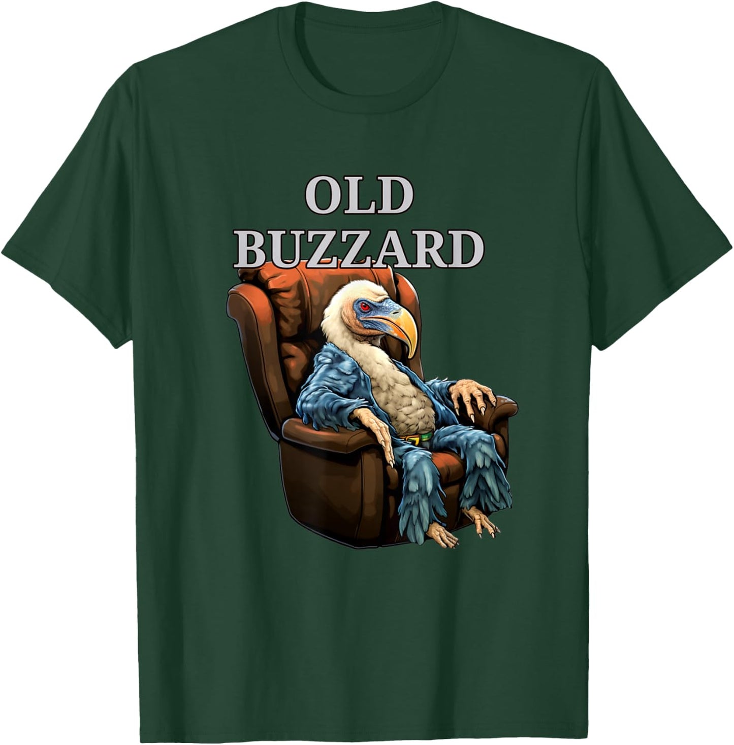 Funny Old Buzzard Bird Old Man Grandpa Recliner Dads Joke T-Shirt - T-Shirt | Forest