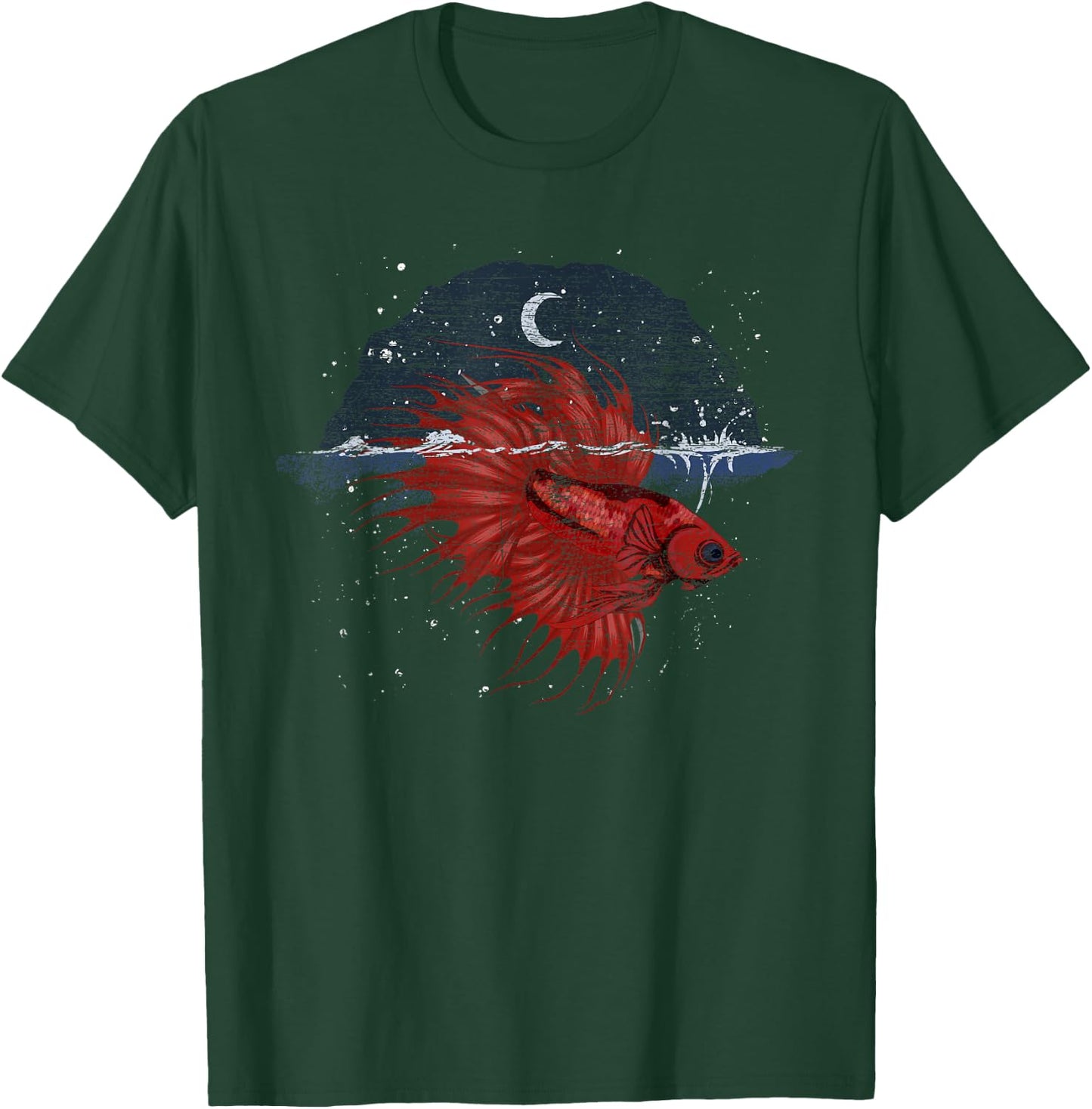 Half Moon Underwater World Sea Animal Aquarium Betta Fish T-Shirt - T-Shirt | Forest