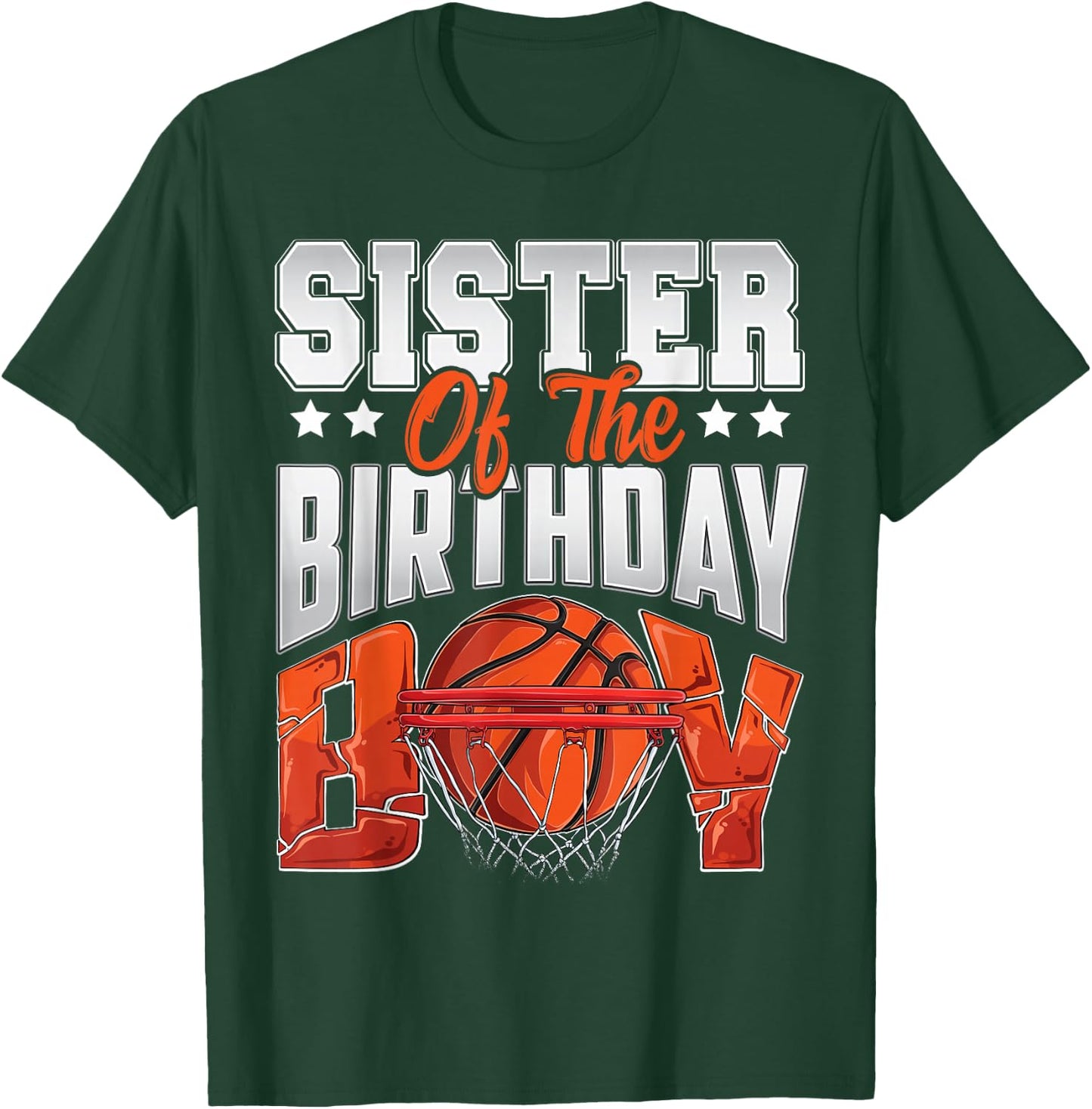 Sister Basketball Birthday Boy Family Baller b-Day Party T-Shirt - T-Shirt | Forest