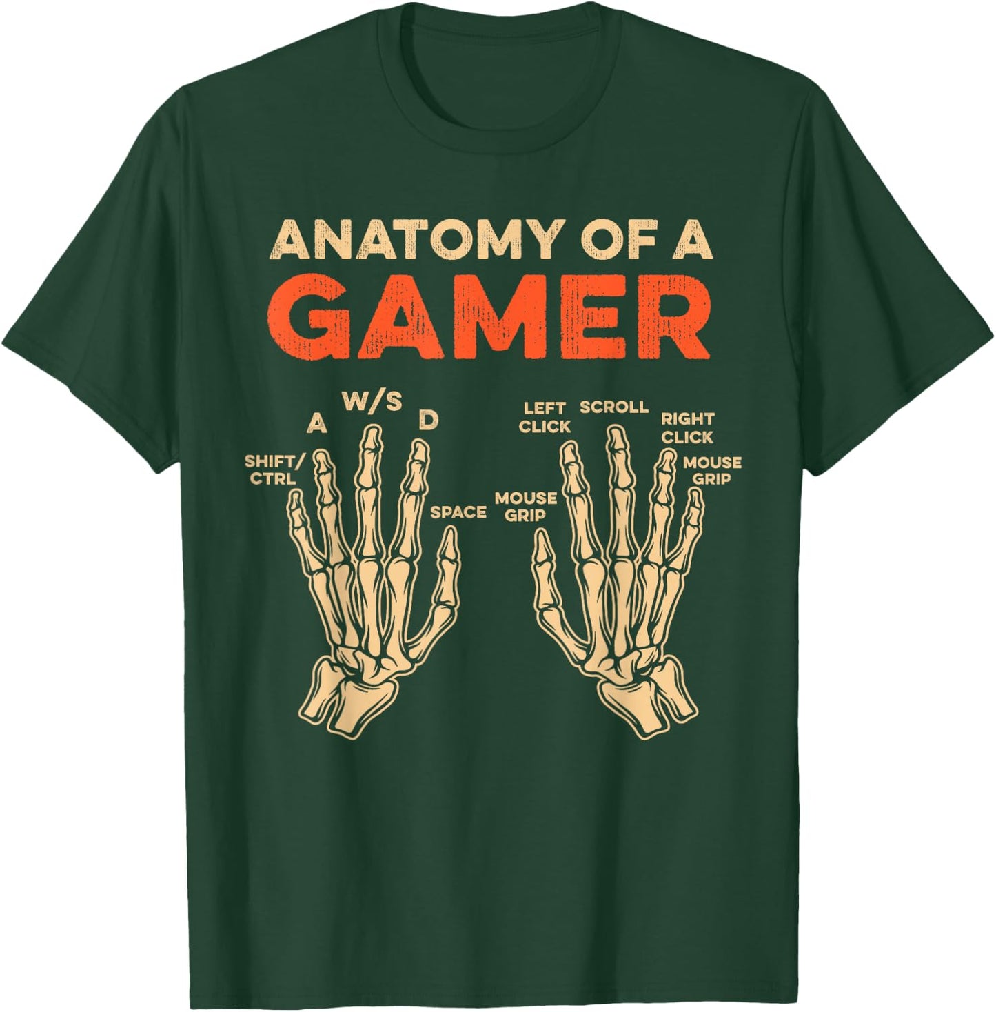 Anatomy Of A Gamer Skeleton Hand Funny Men Boys Kids Teens T-Shirt - T-Shirt | Forest