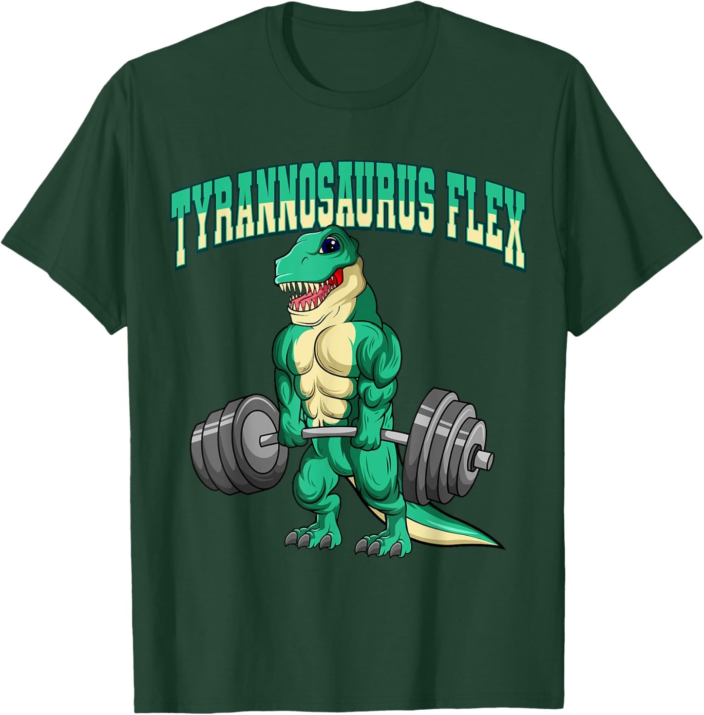 Bodybuilding Fitness Tyrannosaurus Flex Dinosaur Dino T-Rex T-Shirt - T-Shirt | Forest