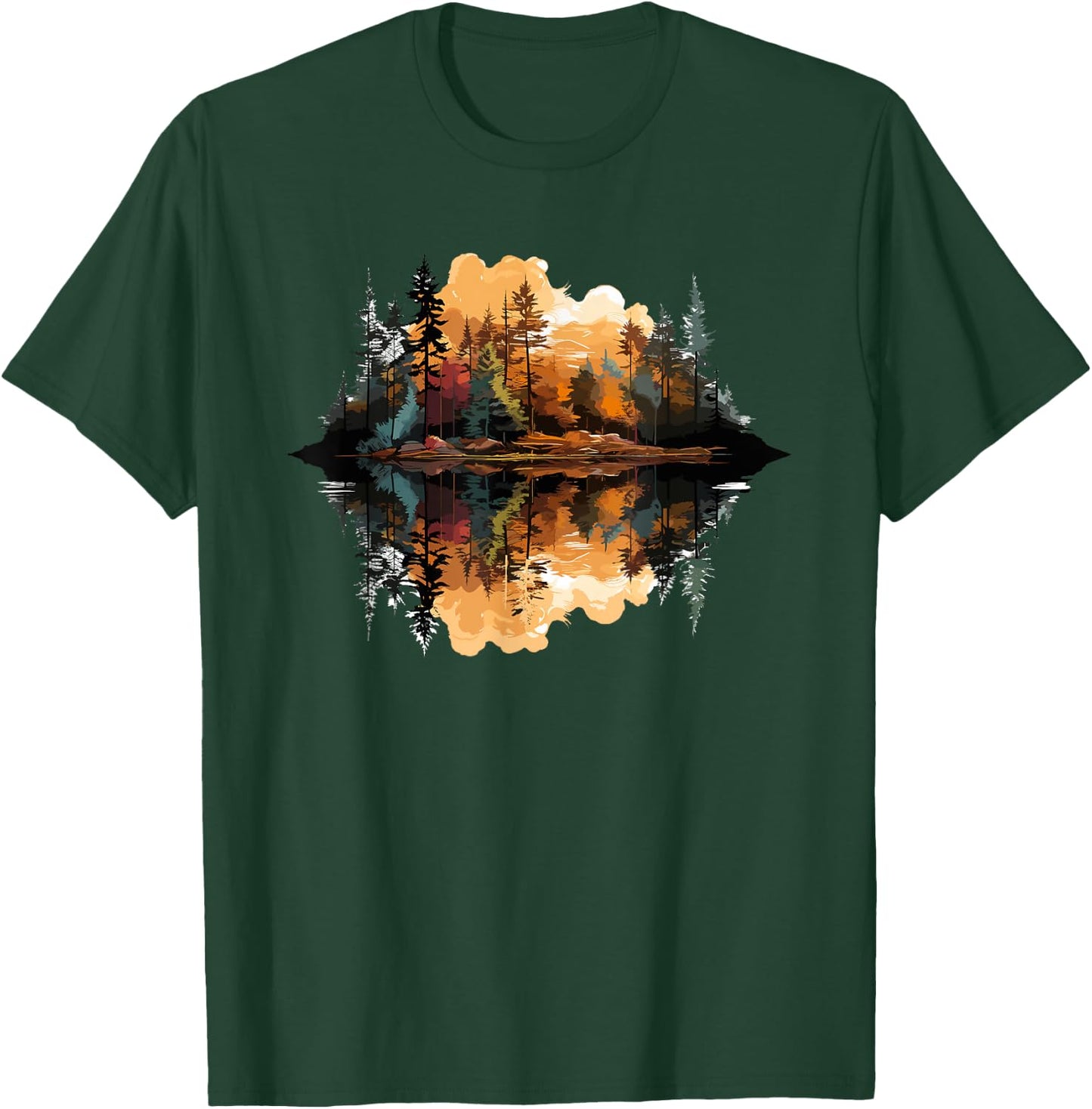 Nature Reflection Forest Trees Outdoor Wildlife T-Shirt - T-Shirt | Forest