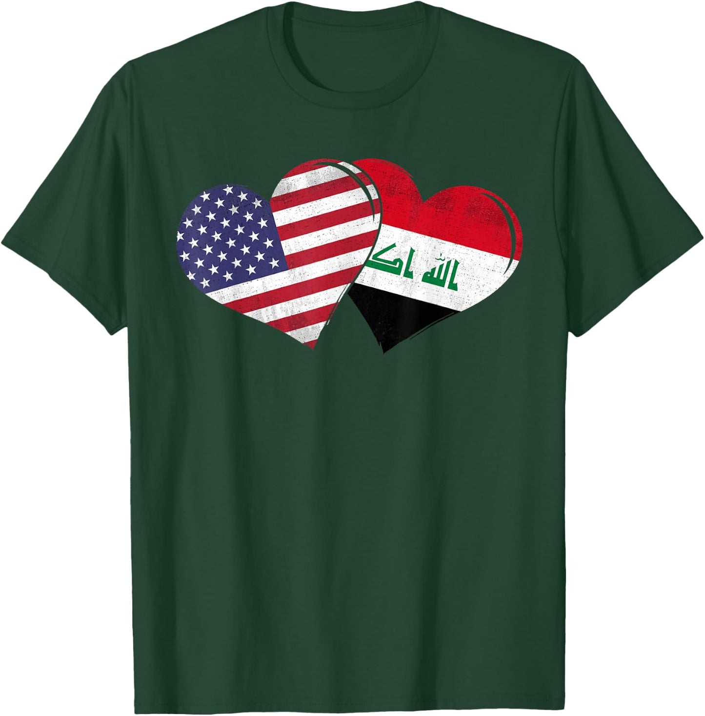 Vintage Iraq - American Flag Heart For Iraqi T-Shirt - T-Shirt | Forest