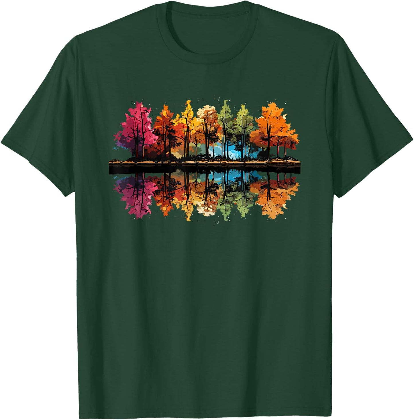 Nature Reflection Forest Trees Outdoor Wildlife T-Shirt - T-Shirt | Forest