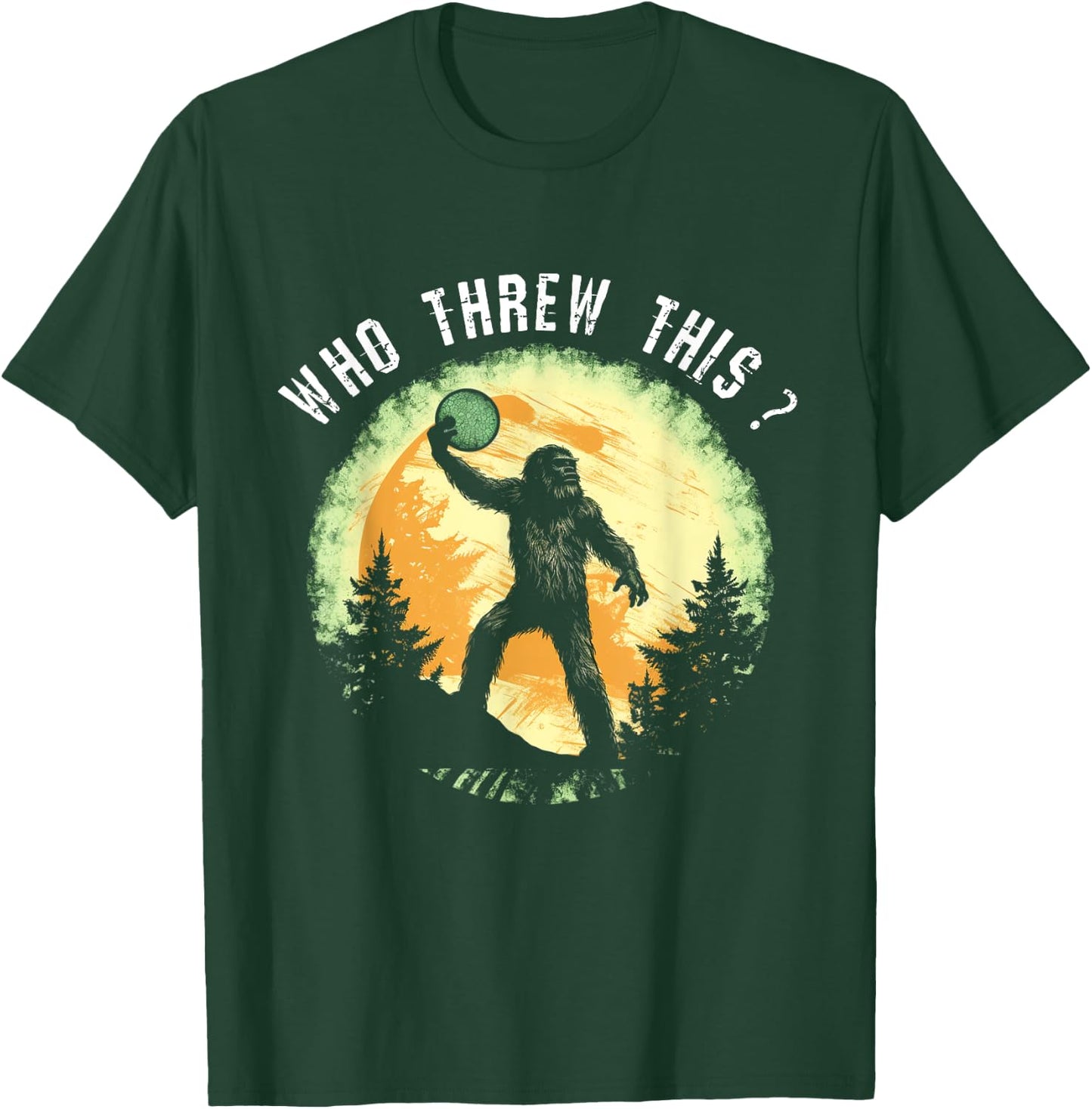 Dirhame Disc Golf Funny Bigfoot , -Adults, Black, Small, Short Sleeve, Classic Fit, Cotton 60% Polyester 40% T-Shirt - T-Shirt | Forest