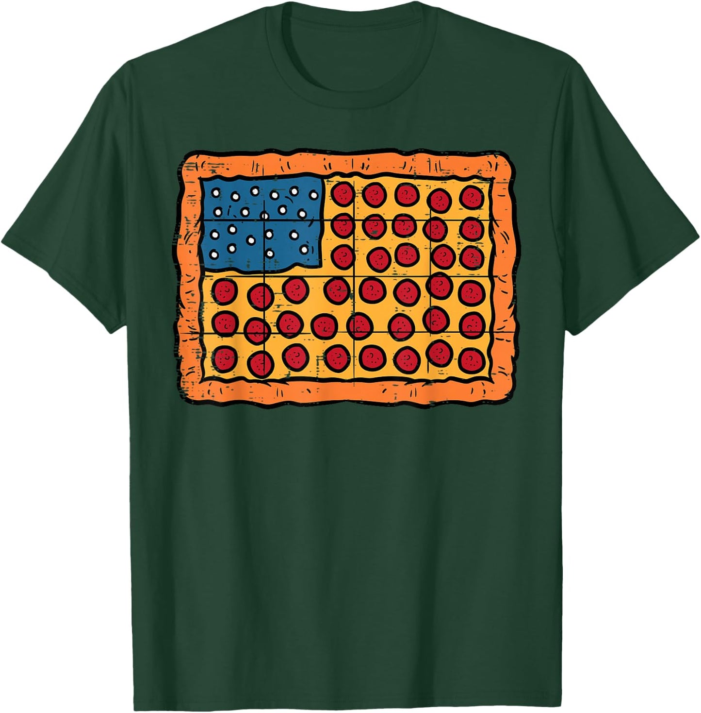 4th July Pizza US Flag Funny Patriotic Food Men Women Kids T-Shirt - T-Shirt | Forest