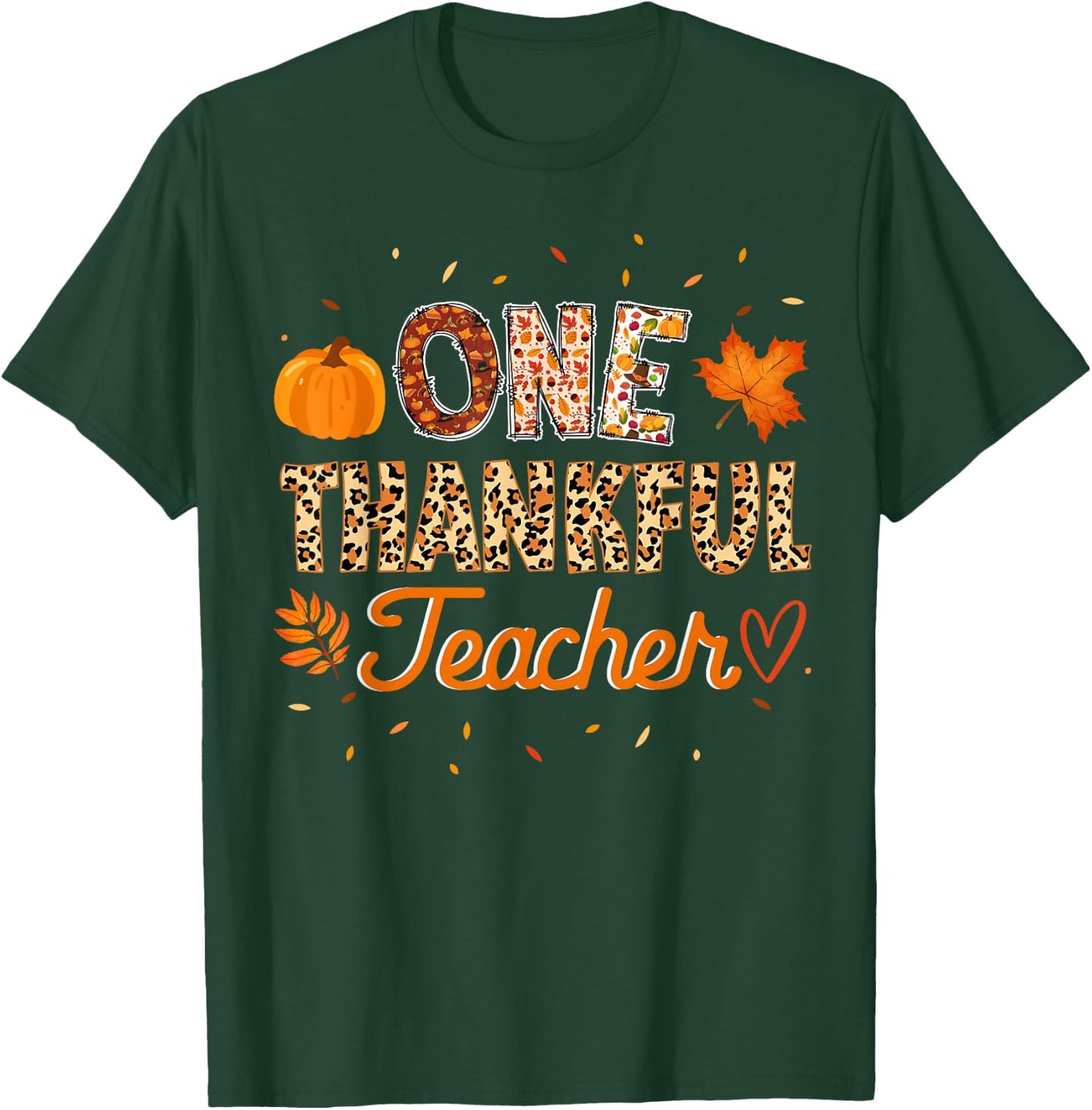 Rainbow Leopard Fall Thanksgiving Teacher Outfit Women Men T-Shirt - T-Shirt | Forest