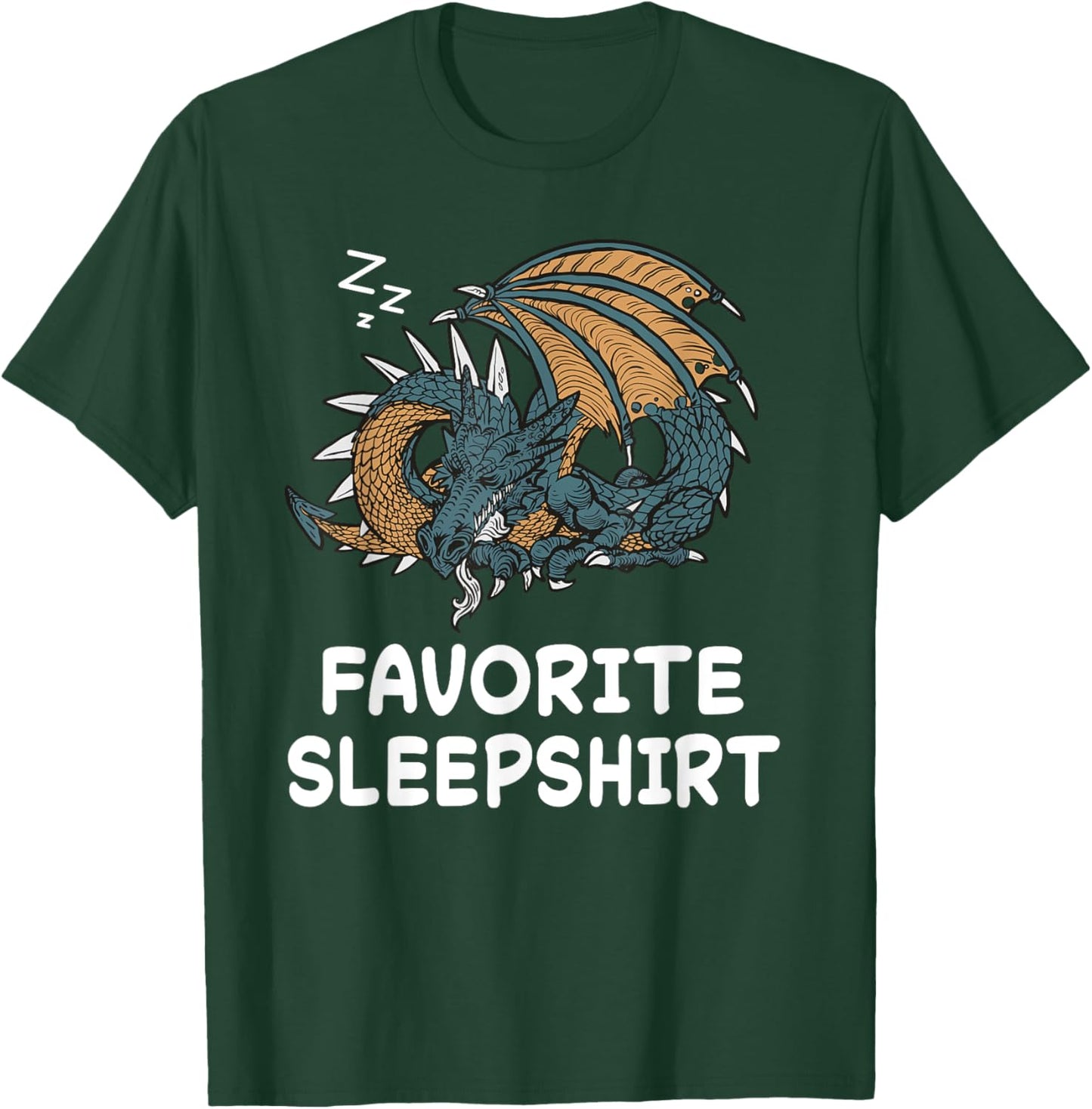 Dragon Dragons Nap Sleeping Sleep Pajama Nightgown T-Shirt - T-Shirt | Forest