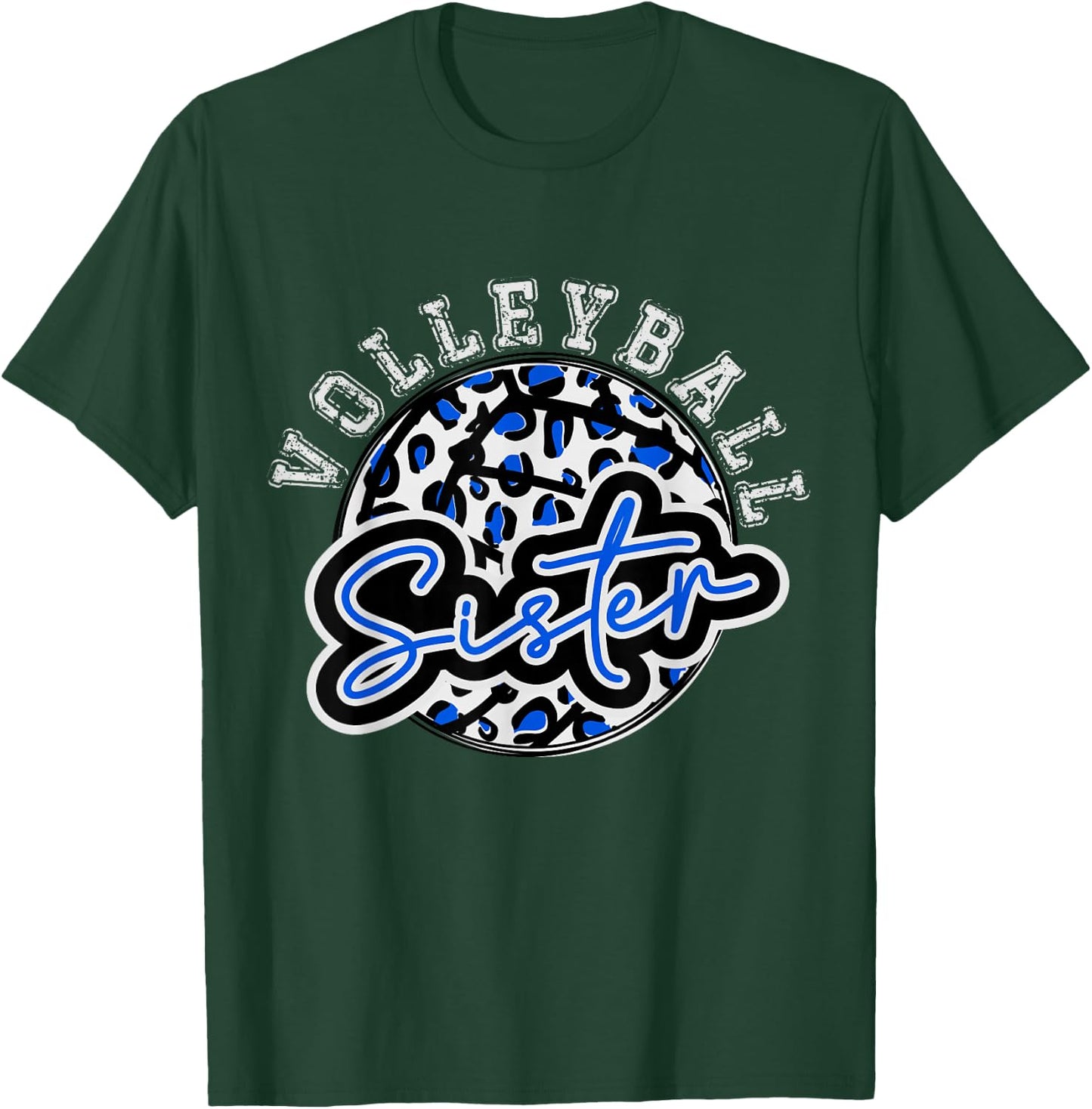 Leopard Cheetah Volleyball Blue Sister Shirt Trendy T-Shirt - T-Shirt | Forest
