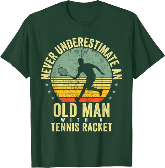 Tennis Shirt Women Kids Grandpa Tennis Player Racket T-Shirt - T-Shirt | Forest