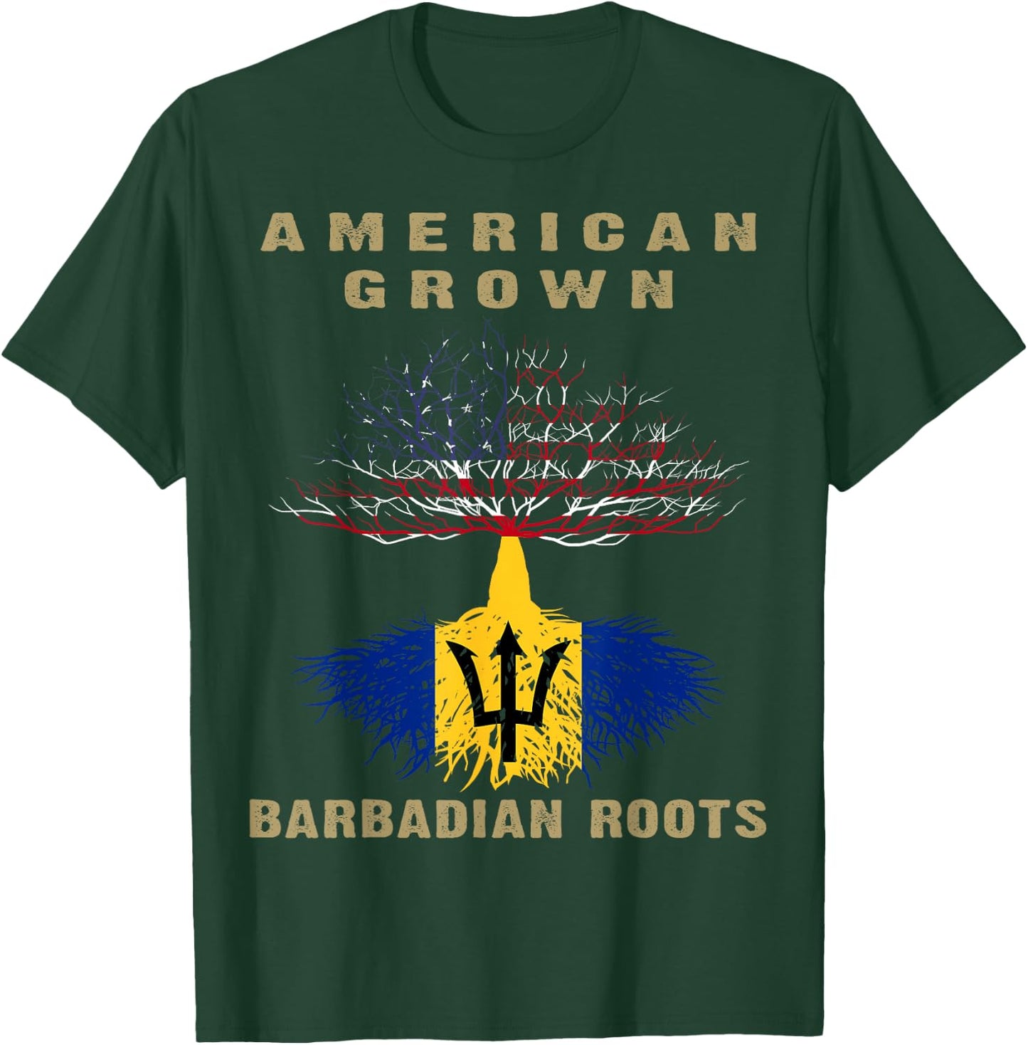 Barbados Bajan Barbadian Heritage Proud Half Barbadian Flag T-Shirt - T-Shirt | Forest