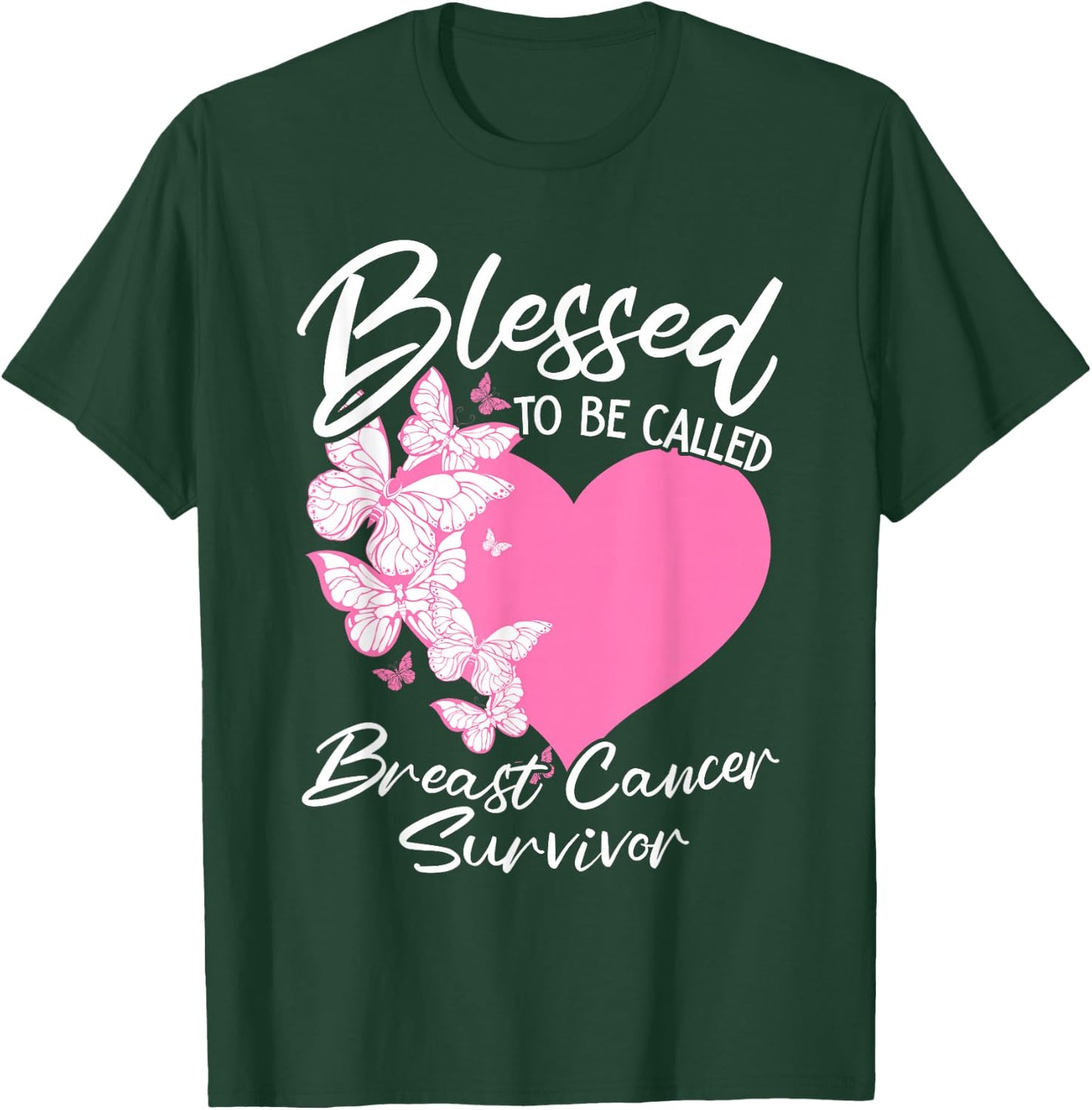 Blessed To Be Called Breast Cancer Survivor Pink Butterfly T-Shirt - T-Shirt | Forest