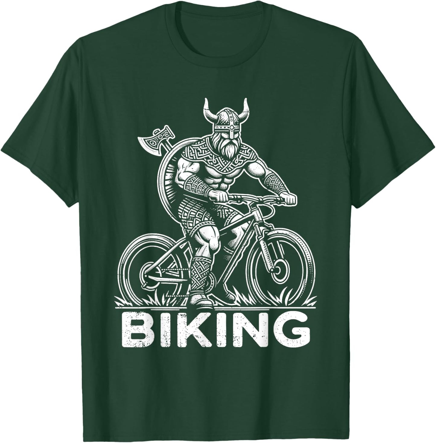 Biking Viking Funny Mountain Biker Pun T-Shirt - T-Shirt | Forest