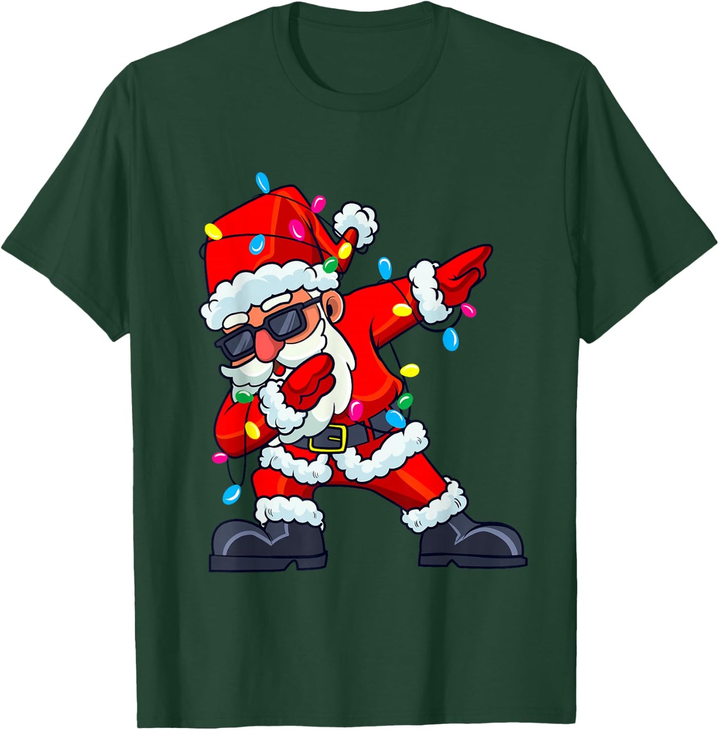 Dabbing Santa Claus Christmas Tree Lights Boys Kids Dab Xmas T-Shirt - T-Shirt | Forest