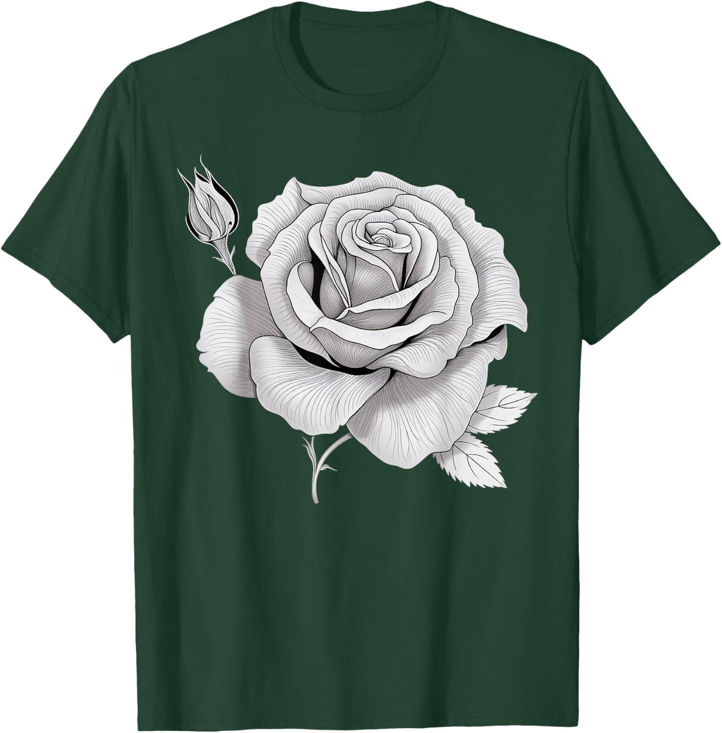 Minimalistic black and white Rose T-Shirt - T-Shirt | Forest