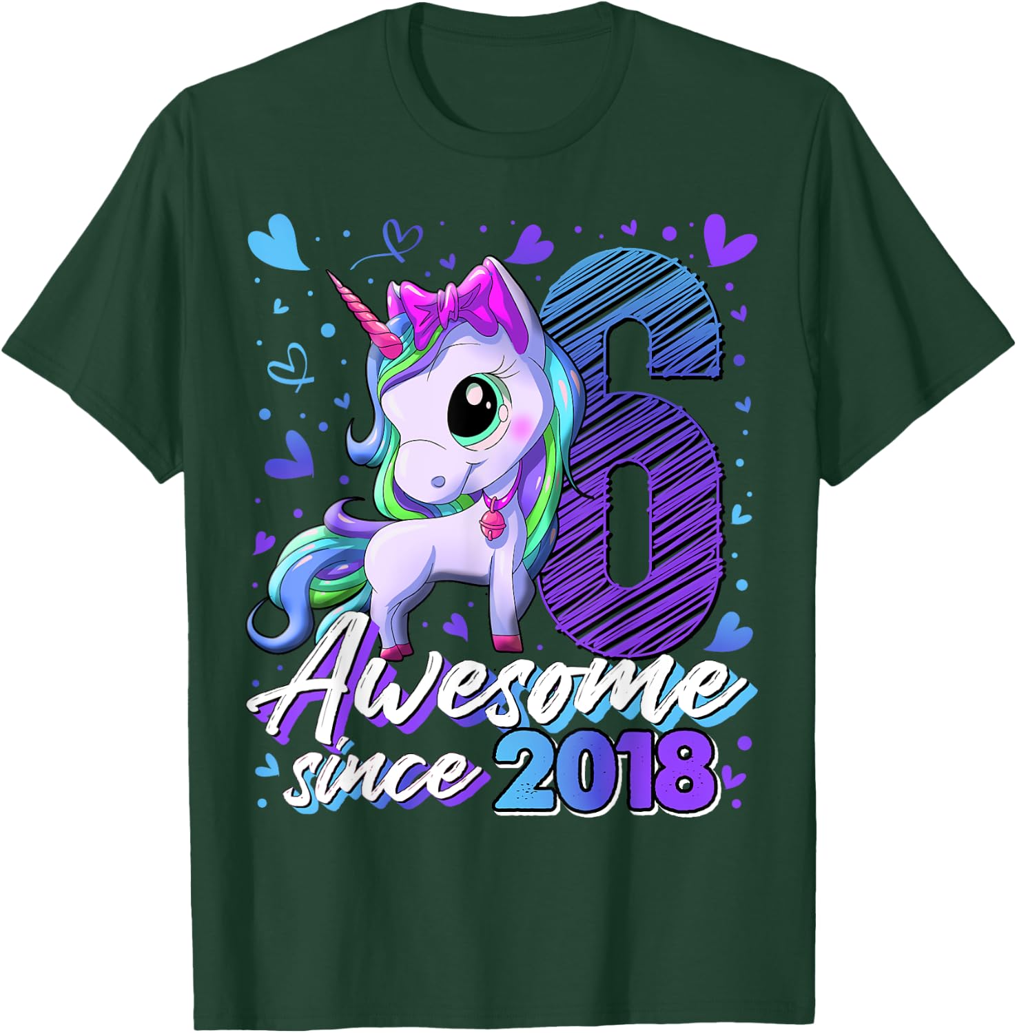 6 Years Old Flossing Unicorn Gifts 6th Birthday Girl Party T-Shirt - T-Shirt | Forest