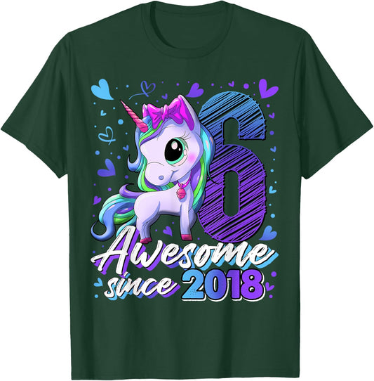 6 Years Old Flossing Unicorn Gifts 6th Birthday Girl Party T-Shirt - T-Shirt | Forest