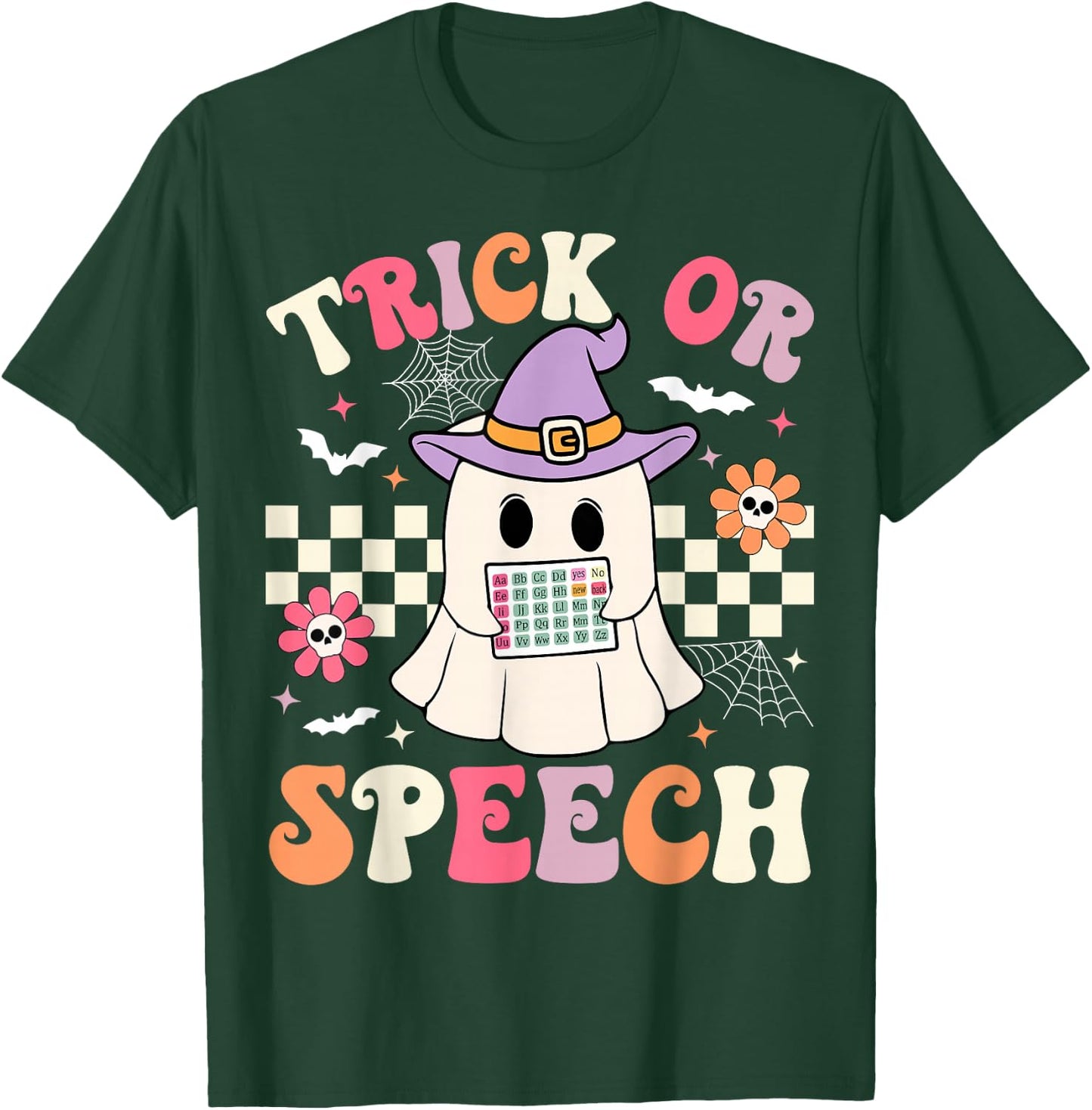 Trick or Speech Retro SLP Halloween Speech Therapy Halloween T-Shirt - T-Shirt | Forest