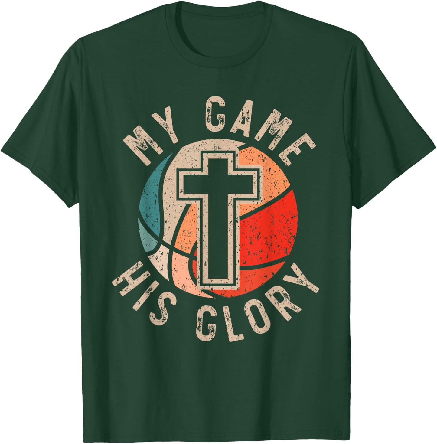 Basketball and Jesus Christ Christian Believer Hooper T-Shirt - T-Shirt | Forest